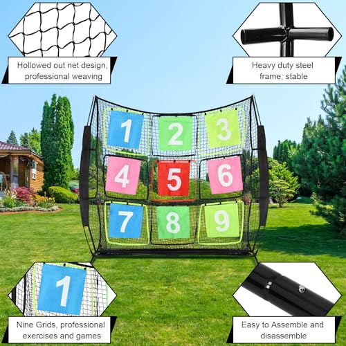 Portable Disc Golf Practice Net with 9 Target Grids for Indoor Outdoor Training