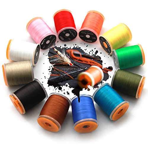 Fly Tying Thread Set - 12 Bright Colors, 140D Nylon for Dry and Wet Flies