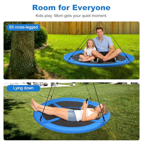 60-Inch Saucer Tree Swing for Kids & Adults, Large Backyard Swing - Blue, Classic Style