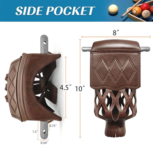 Heavy Duty PU Leather Billiard Pool Table Pockets Set of 6 - Burgundy