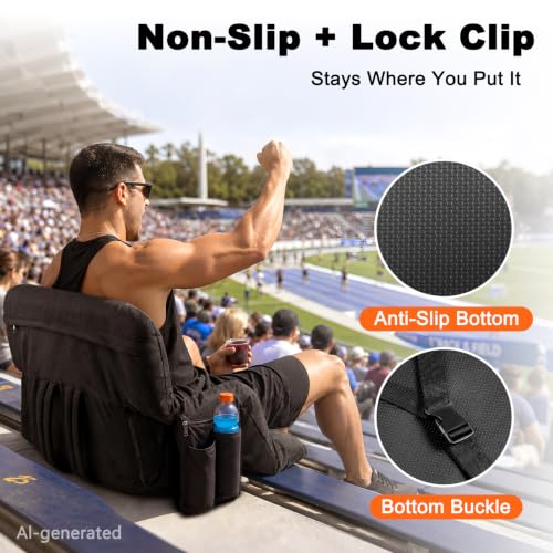 26-Inch Extra Wide Stadium Seat with Back Support & Reclining Positions