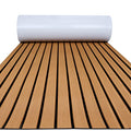 FOCEAN Marine EVA Foam Boat Flooring Faux Teak 94.5 x 23.6 inches Brown with Black Seam Lines