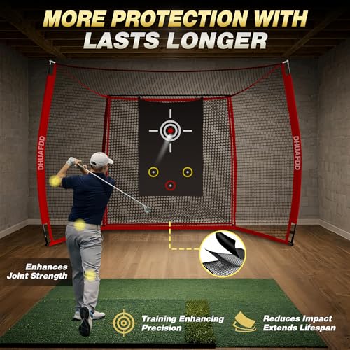Golf Simulator Cage 10x8 FT with Impact Screen & Heavy-Duty Frame