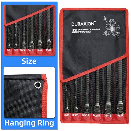 DURAXION Extra Long Flex Head Ratcheting Wrench Set 6PCS Metric (8-19mm)