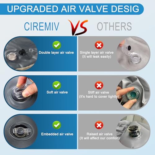 Ciremiv White SUV Air Mattress for Car Camping with Pillow & Pump, 6-Inch Thick