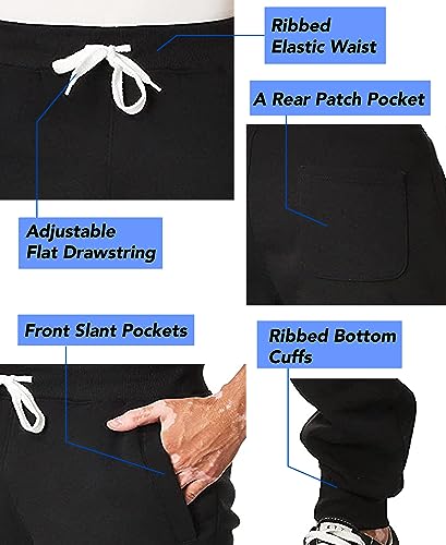 Men's Fleece Jogger Pants Large Black - 2 Pack, Relaxed Fit, Comfortable