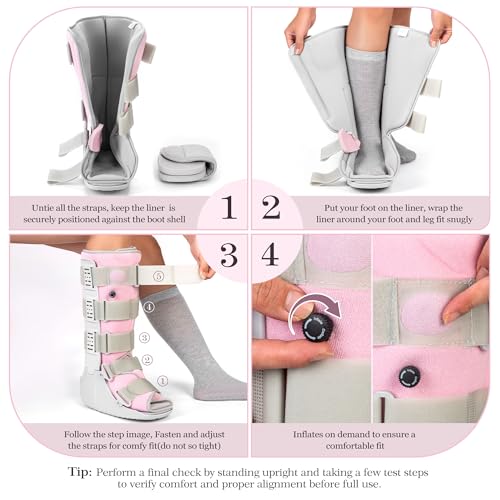 Tall Pink Air Cam Walker Boot for Broken Foot - Large Size, Support & Comfort