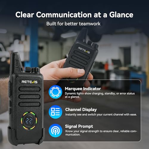 Retevis RT22S Walkie Talkies 6 Pack with Earpieces & 6-Way Charger - Shatterproof Hidden Display, License-Free Two-Way Radio
