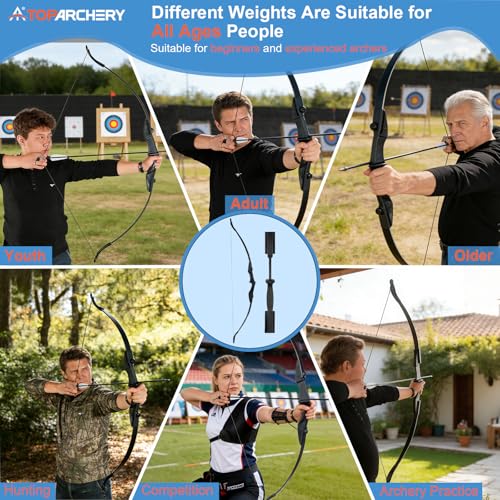 TOPARCHERY 30LBS Recurve Bow and Arrow Set for Adults & Youth - Takedown with 12 Arrows, Accessories