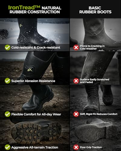 Men's Waterproof Rubber Boots - MudRidge by Extremus, Black, 12