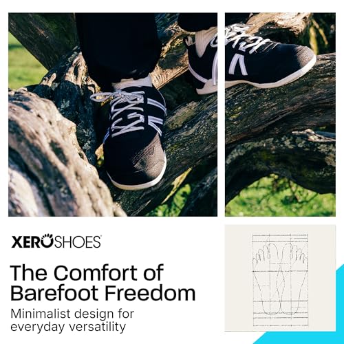Men's Barefoot Sneaker - Xero Shoes Prio, Black & White, Size 12