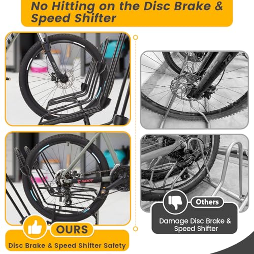Kingarage 6-Bike Floor Rack with Steel Tubes Waterproof Indoor/Outdoor Bicycle Storage