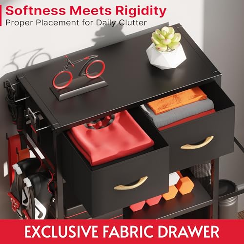 Adjustable Home Gym Storage Rack with Drawer - Heavy Duty Fitness Organizer