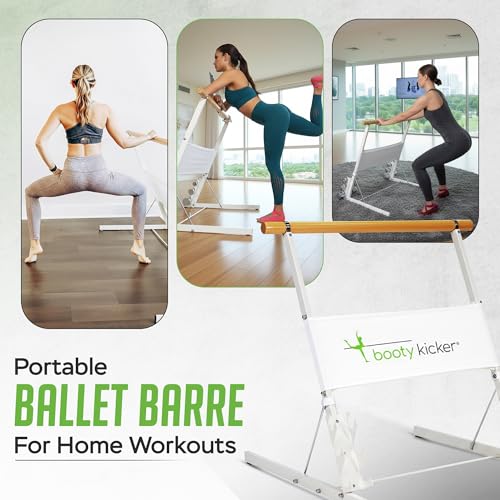 Booty Kicker Portable Folding Ballet Bar for Home Workout - White