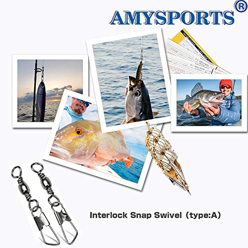 Saltwater Fishing Swivel Set 74lb 50 Pcs Stainless Steel Barrel Snaps
