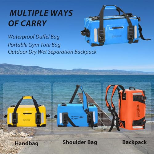 ESONE Waterproof Dry Backpack 40L for Kayaking Travel & Boating - Blue
