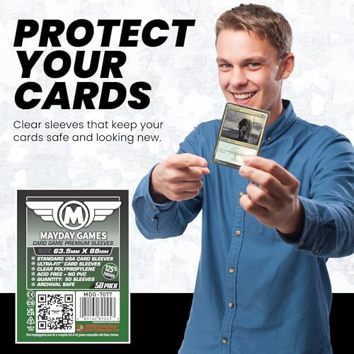 MayDay Games 63.5 x 88mm Premium Card Sleeves Bundle 4x50 Pack, Clear, Acid-Free