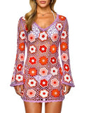Purple Fairy Season Women's Crochet Boho Beach Cover Up Dress Small