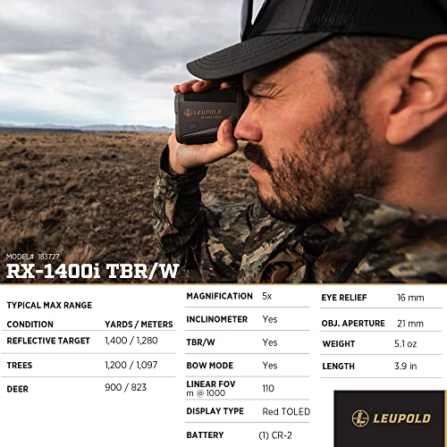 Leupold RX-1400i TBR/W Gen 2 Rangefinder with Flightpath, 1400-Yard Distance, Black/Gray