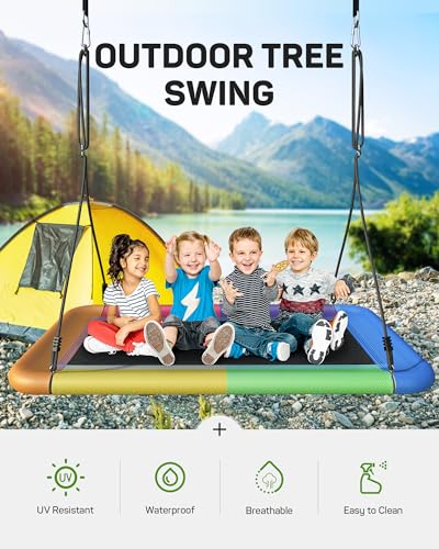 Everyfun Colorful 60" Waterproof Heavy Duty Tree Swing for Kids & Adults with Adjustable Straps