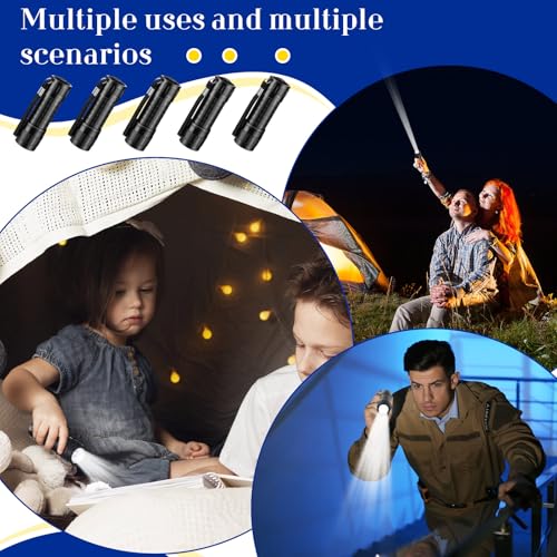 Rossesay 90 Pcs Mini Black Flashlights with Lanyards & 270 AAA Batteries - Portable Outdoor & Emergency Use