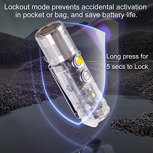RovyVon Aurora A28 2nd Gen Rechargeable Keychain Flashlight 1000 Lumens UV Red White Sidelight Silver