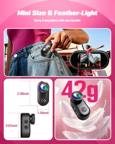 JIALAIWOWO Black 4K Mini Body Camera Wearable POV Thumb Action Camera