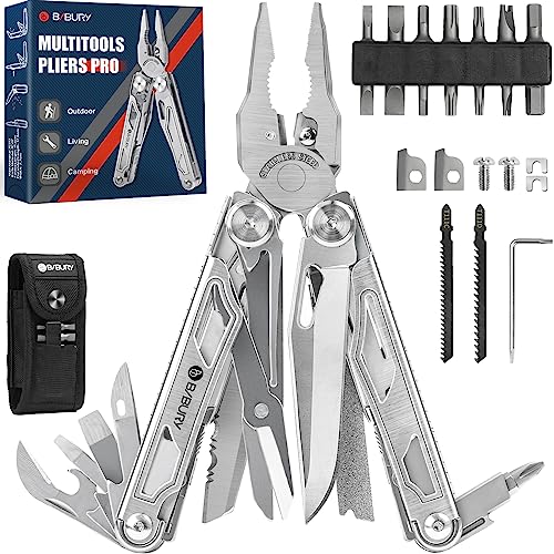 BIBURY 31-in-1 Multitool Pliers Pro with Silver Finish — Camping & Outdoor