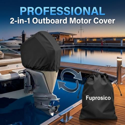 Fuprosico Waterproof Boat Cover 16-18.5ft V-Hull Trailerable Heavy Duty 1200D Black