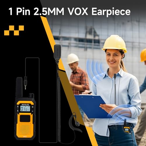 Retevis RB48 Waterproof Walkie Talkies with G-Type Earpiece for Adults