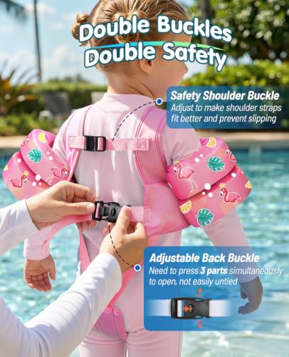 Toddler Swim Vest for 13-33 lbs Pink Adjustable Water Safety Float