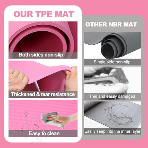 Kids Folding Adjustable Gymnastics Bar - Pink with Mat, Safe & Stable