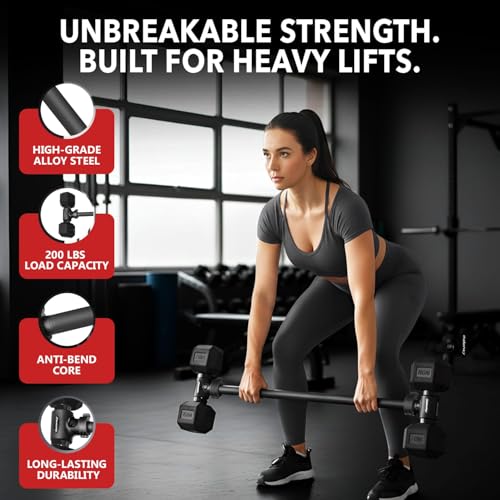 IgniteM Straight Bar Dumbbell to Barbell Converter Bar - 200lb Capacity
