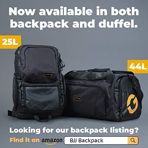 Gold BJJ Black Waterproof Duffle Bag for Martial Arts Gear - 44L Capacity
