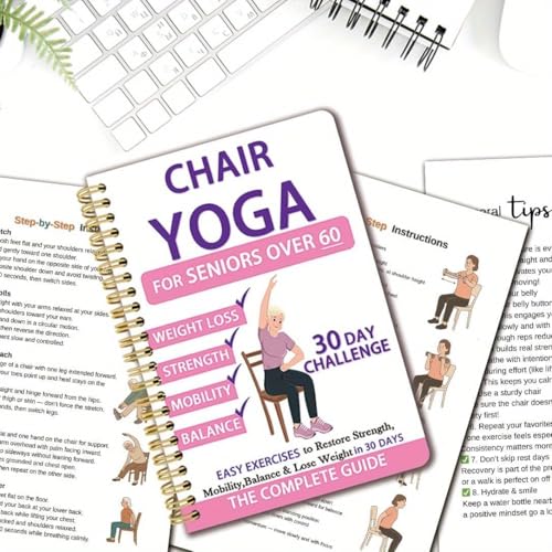 Chair Yoga Book & Chart for Seniors Over 60 - Weight Loss & Toning