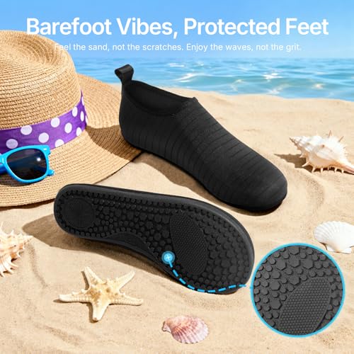 Water Shoes for Women Men Swim Pool Beach Camping Vacation - Tanamo, 5-6 Women / 4-5 Men, Black