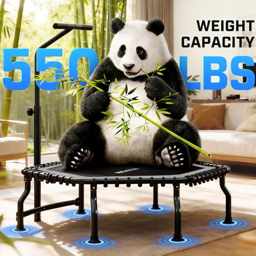 ANCHEER 50-Inch Black Rebounder Trampoline for Adults with Handle Bar, Indoor, 550 lb Capacity