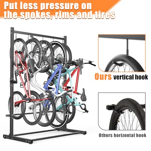 TORACK Freestanding Vertical Bike Rack for 5 Bikes, 70-Inch Wheel Size, Model 56 in