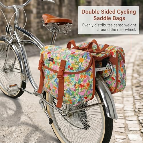 Yellow Flower Bicycle Saddle Bag Pannier Convertible Shoulder Bag 24L