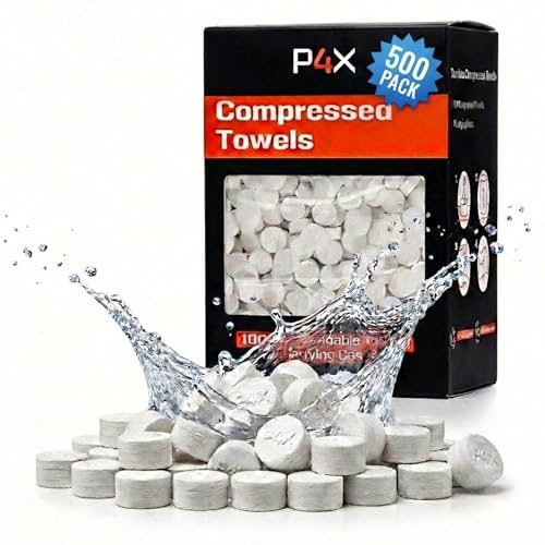 PREPARED4X 500 Compressed Bamboo Towel Tablets Refill Pack - Camping & Travel