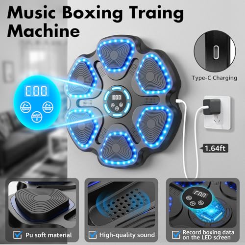 Black Music Boxing Machine for Kids & Adults with Gloves - Interactive Fitness & Training