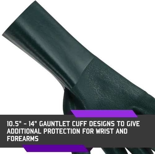 Glove Station Heavy Duty Rubber Gloves - Chemical Resistant PVC Coating | Textured Finish