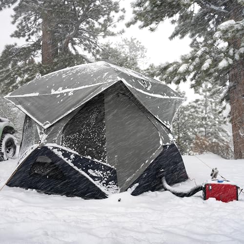 Overland Camping Tent for 4 - Waterproof Pop-Up Hub Tent with Mesh Roof