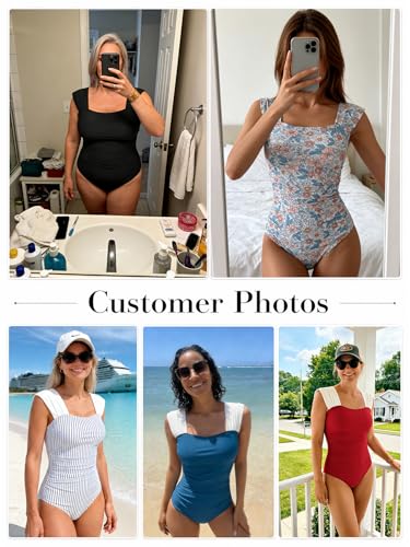 Women's One Piece Swimsuit Tummy Control Full Coverage Bathing Suit Large Black & White