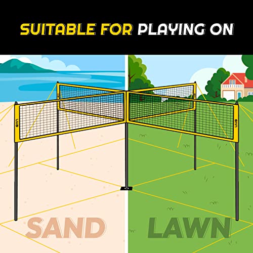 4-Way Volleyball and Badminton Net Set with Accessories for Backyard & Beach