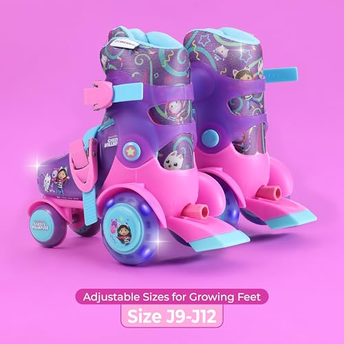 Gabbys Dollhouse Trainer Skates - Light Up Wheels, ABEC 5 Bearings, Durable PVC Material, Foam Shoe Lining, Perfect for Active Fun and Adventures