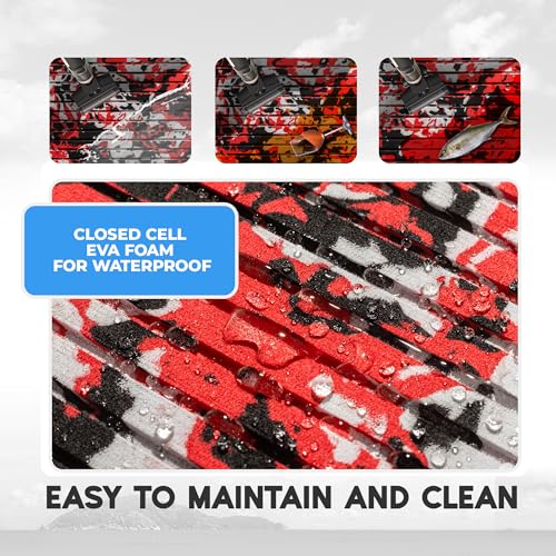 FOCEAN Marine EVA Boat Flooring Camo Self-Adhesive Decking 94.5"x23.6" Speed Red