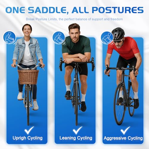 Twomaples Violet Purple Wide Comfort Bicycle Seat for Women Men - Oversized Saddle for Peloton, Exercise, Mountain & E-Bikes