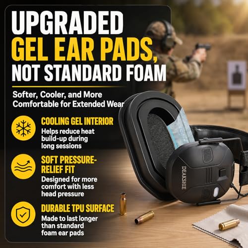 Black Bluetooth Electronic Shooting Ear Protection with Gel Cushions
