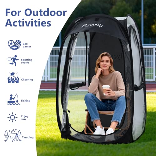 Flycoop Black 37x37x63-Inch Pop Up Sports Tent for One Person Winter Camping